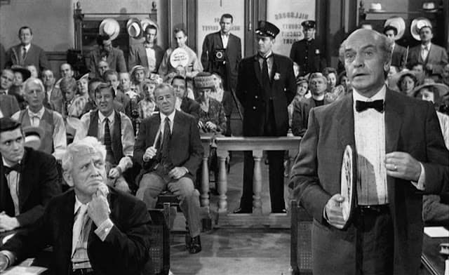 "Drummond" and "Brady" in court. The film script bears little resemblance to the trial transcript.