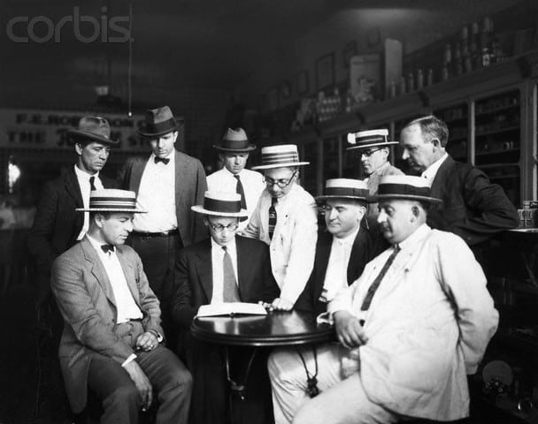 Scopes and Dayton citizens reenact the drugstore encounter
