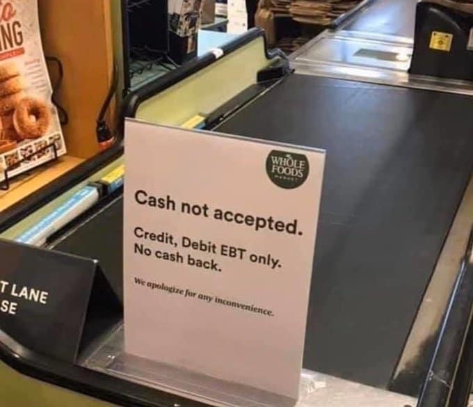 No cash sign