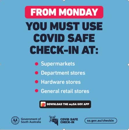 South Australia check-ins